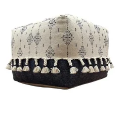 Navy and Ivory Scandinavian Motif Pouf