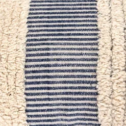 Navy and Natural Tufted Stripes Lumbar Pillow