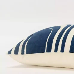 Navy and Natural Wave Lumbar Pillow