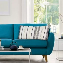 Navy and White Braided Accent Pillow