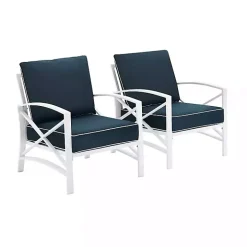 Navy and White Dayton Outdoor Chairs, Set of 2
