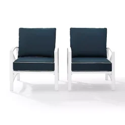 Navy and White Dayton Outdoor Chairs, Set of 2