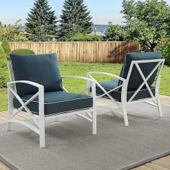 Navy and White Dayton Outdoor Chairs, Set of 2