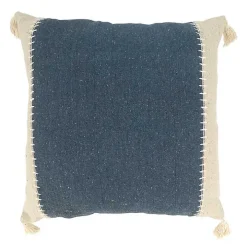 Navy Banded Whipstitch Pillow