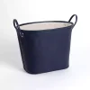 Navy Blue Faux Leather Storage Bin