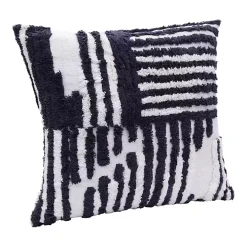 Navy Blue Geometric Shag Throw Pillow