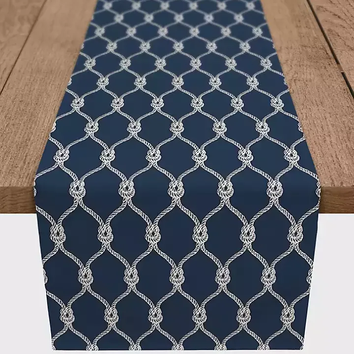 Navy Blue Nautical Knots Table Runner, 72 in.