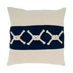 Navy Blue Rope Knots Throw Pillow