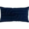 Navy Blue Velvet Abstract Stripe Lumbar Pillow