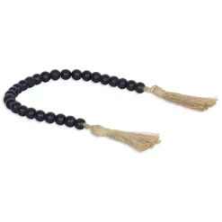 Navy Blue Wood Bead Tassel Garland