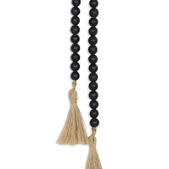 Navy Blue Wood Bead Tassel Garland