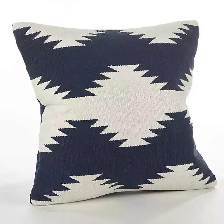Navy Blue Wool Kilim Outdoor Pillow
