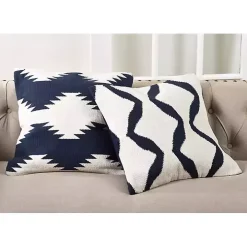 Navy Blue Wool Kilim Outdoor Pillow