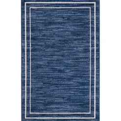 Navy Bordered Indoor/Outdoor Accent Rug, 2x4