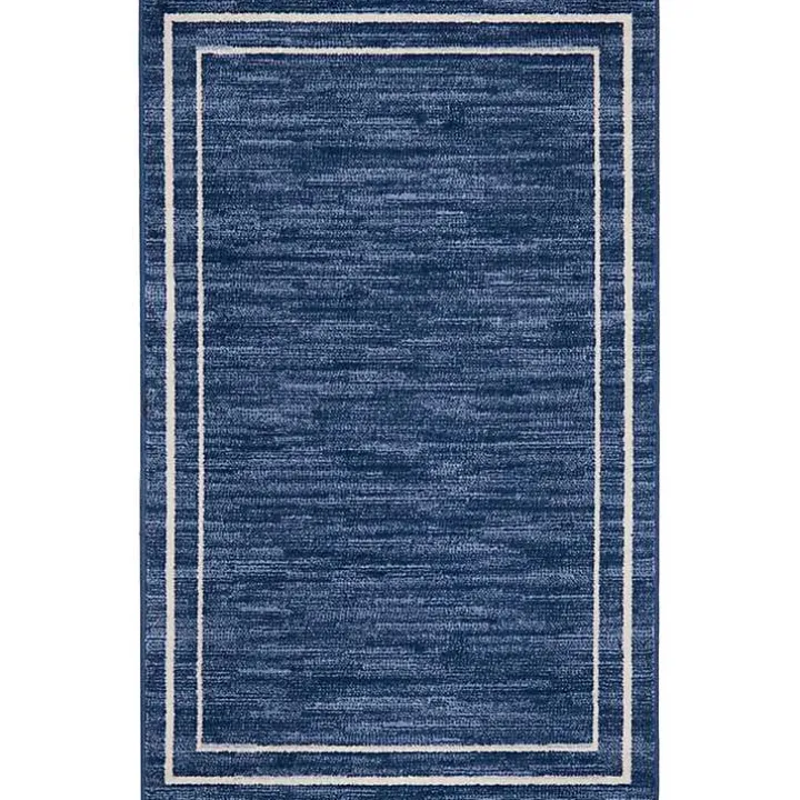 Navy Bordered Indoor/Outdoor Accent Rug, 2x4