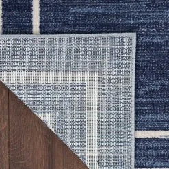 Navy Bordered Indoor/Outdoor Area Rug, 5x7