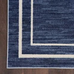 Navy Bordered Indoor/Outdoor Area Rug, 3x5