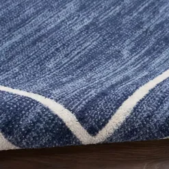 Navy Bordered Indoor/Outdoor Area Rug, 5x7