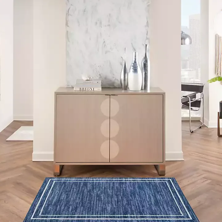 Navy Bordered Indoor/Outdoor Accent Rug, 2x4