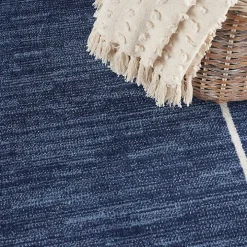 Navy Bordered Indoor/Outdoor Area Rug, 5x7