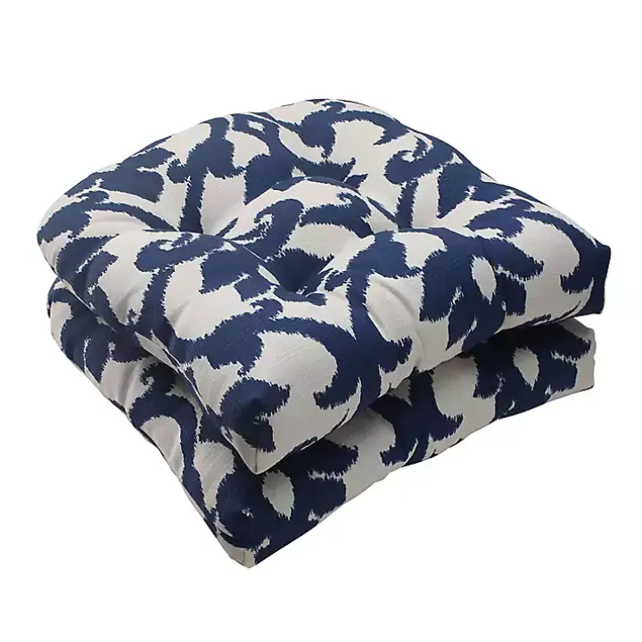 Navy Bosco Outdoor Wicker Cushions, Set of 2