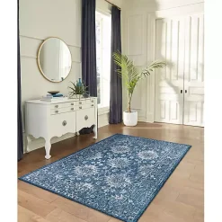 Navy Botanical Hannah Indoor/Outdoor Rug, 4x7