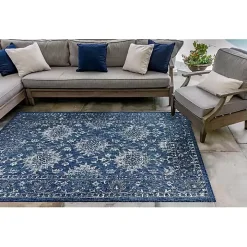 Navy Botanical Hannah Indoor/Outdoor Rug, 6x9