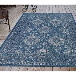 Navy Botanical Hannah Indoor/Outdoor Rug, 6x9