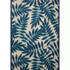 Navy Botanical Leaves Outdoor Area Rug, 9x13