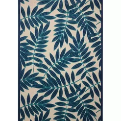 Navy Botanical Leaves Outdoor Area Rug, 9x13