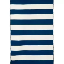 Navy Cabana Stripe Indoor/Outdoor Area Rug, 5x7