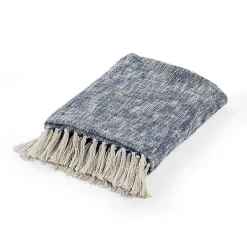 Navy Chambray Fringe Throw