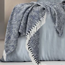 Navy Chambray Fringe Throw