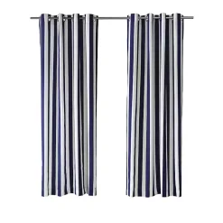 Navy Coastal Stripe Outdoor Curtain Panel, 84 in.