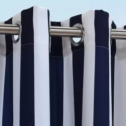 Navy Coastal Stripe Outdoor Curtain Panel, 84 in.