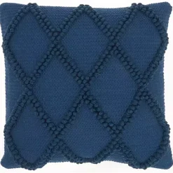 Navy Diamond Lattice Throw Pillow