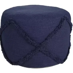 Navy Diamond Tufted Pouf