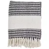 Navy Diamond Weave Throw with Tassels
