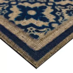 Navy Floral Pattern Doormat