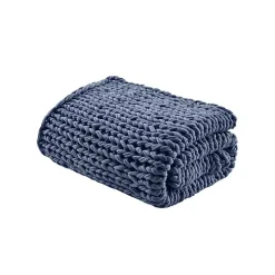 Navy Hand Made Chunky Double Knit Throw Blanket