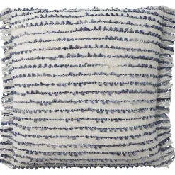 Navy Handstitched Stripes Throw Pillow