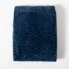 Navy Heavenly Herringbone Plush Throw