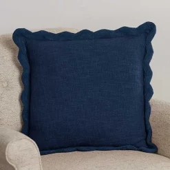 Navy Juna Scalloped Pillow