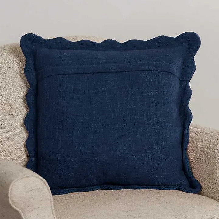 Navy Juna Scalloped Pillow