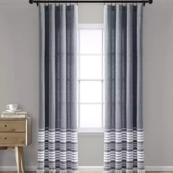 Navy Nantucket Fringe Curtain Panel Set, 84 in.