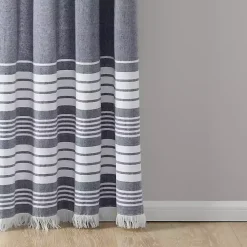 Navy Nantucket Fringe Curtain Panel Set, 84 in.