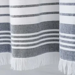 Navy Nantucket Fringe Curtain Panel Set, 84 in.