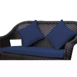 Navy Pillow and Loveseat Cushions, Set of 3