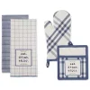 Navy Plaid Eat Drink Enjoy 4-pc. Dish Towel Set