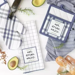 Navy Plaid Eat Drink Enjoy 4-pc. Dish Towel Set